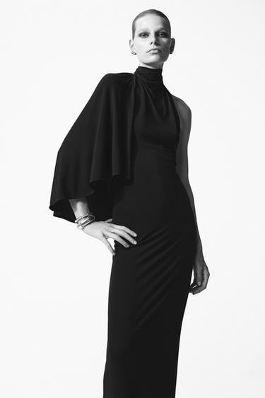 Zara ZW COLLECTION ASYMMETRIC SLEEVE DRESS - Black