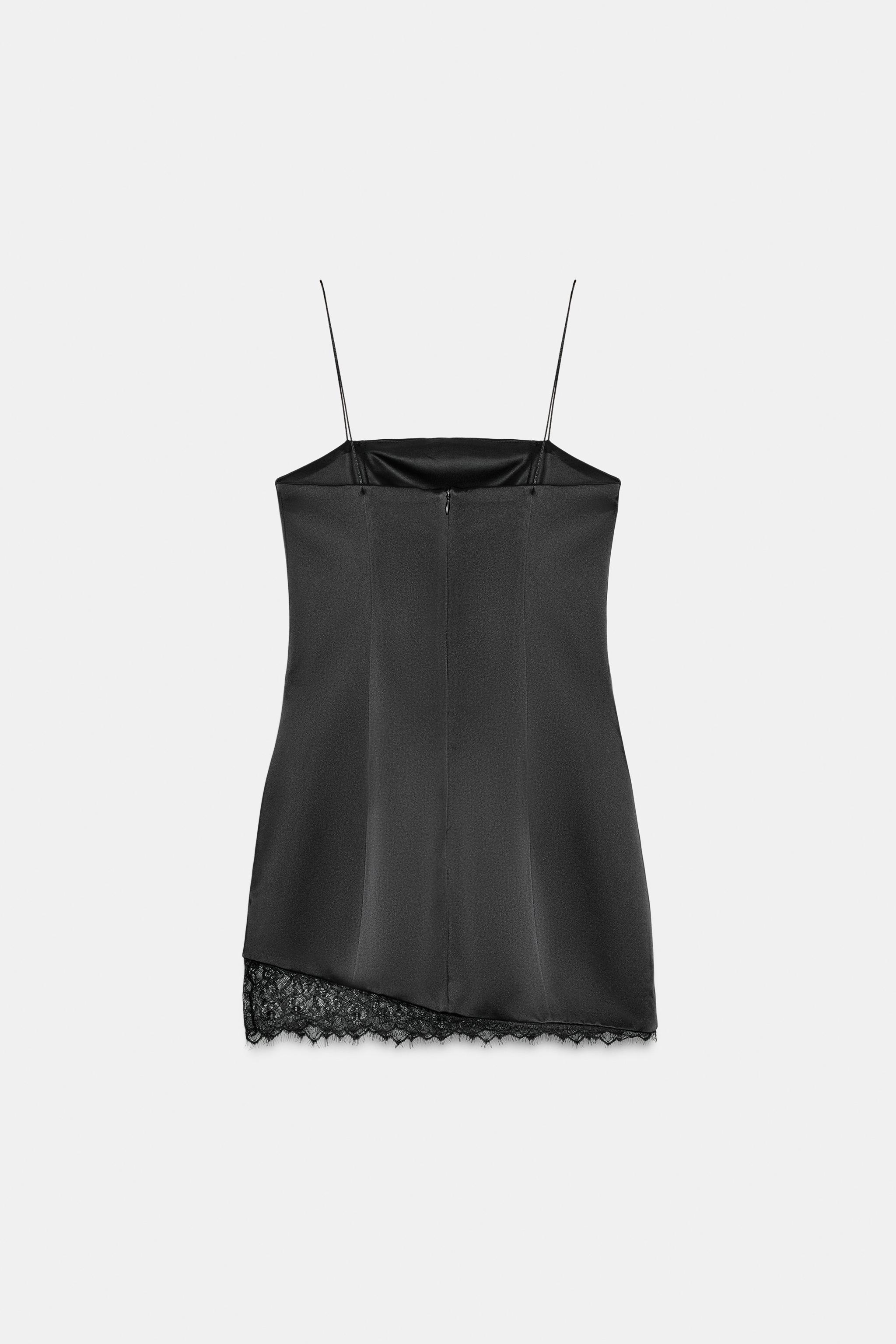 SATIN EFFECT SHORT LACE DRESS