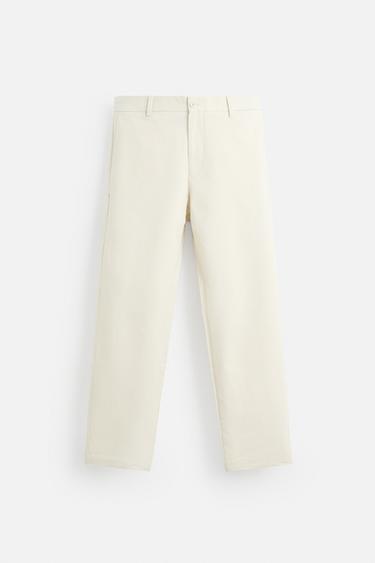 REGULAR FIT CHINO TROUSERS - Oyster-white by Zara