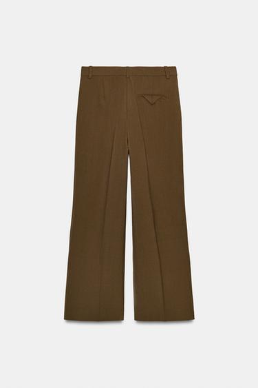 STRAIGHT-LEG TROUSERS WITH VENTS ZW COLLECTION - Khaki by Zara - Image 5