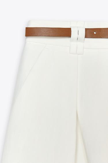 BELTED BERMUDA SHORTS WITH DARTS - White by Zara - Image 6