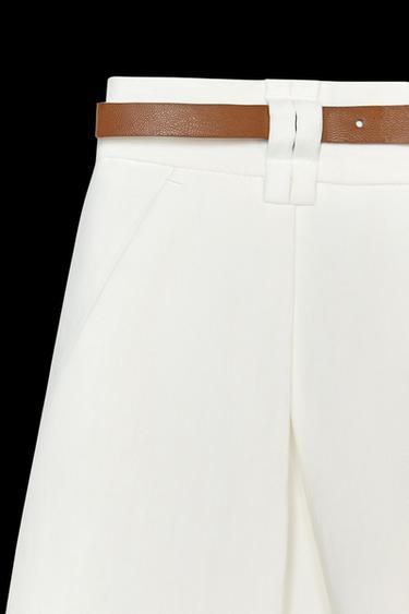 BELTED BERMUDA SHORTS WITH DARTS - White by Zara