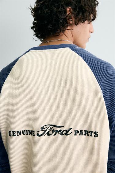 T-SHIRT COULEUR BLOCK WAFFLE FORD © - Bleu / Blanc de Zara - Image 4