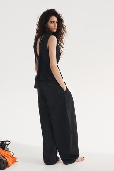 TRF MID-WAIST BAGGY JEANS - Dark indigo by Zara - Image 3