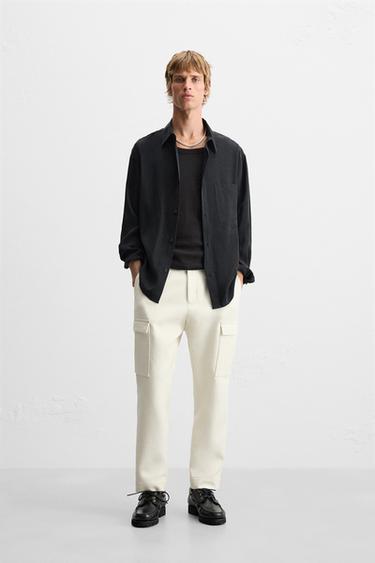 CALÇA CARGO COM BOLSOS - Cru da Zara - Imagem 0