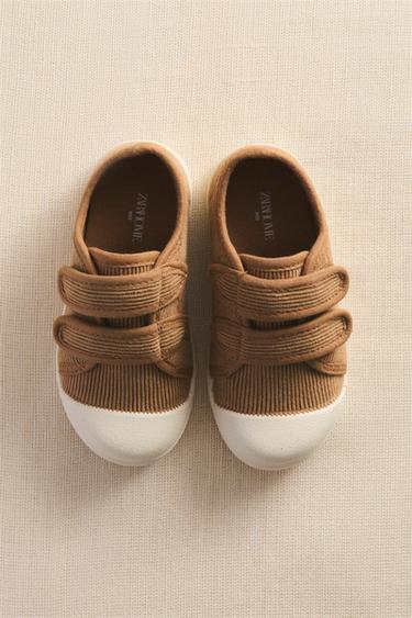 CHILDREN'S FABRIC TRAINERS WITH STRAPS - Mustard Yellow by Zara