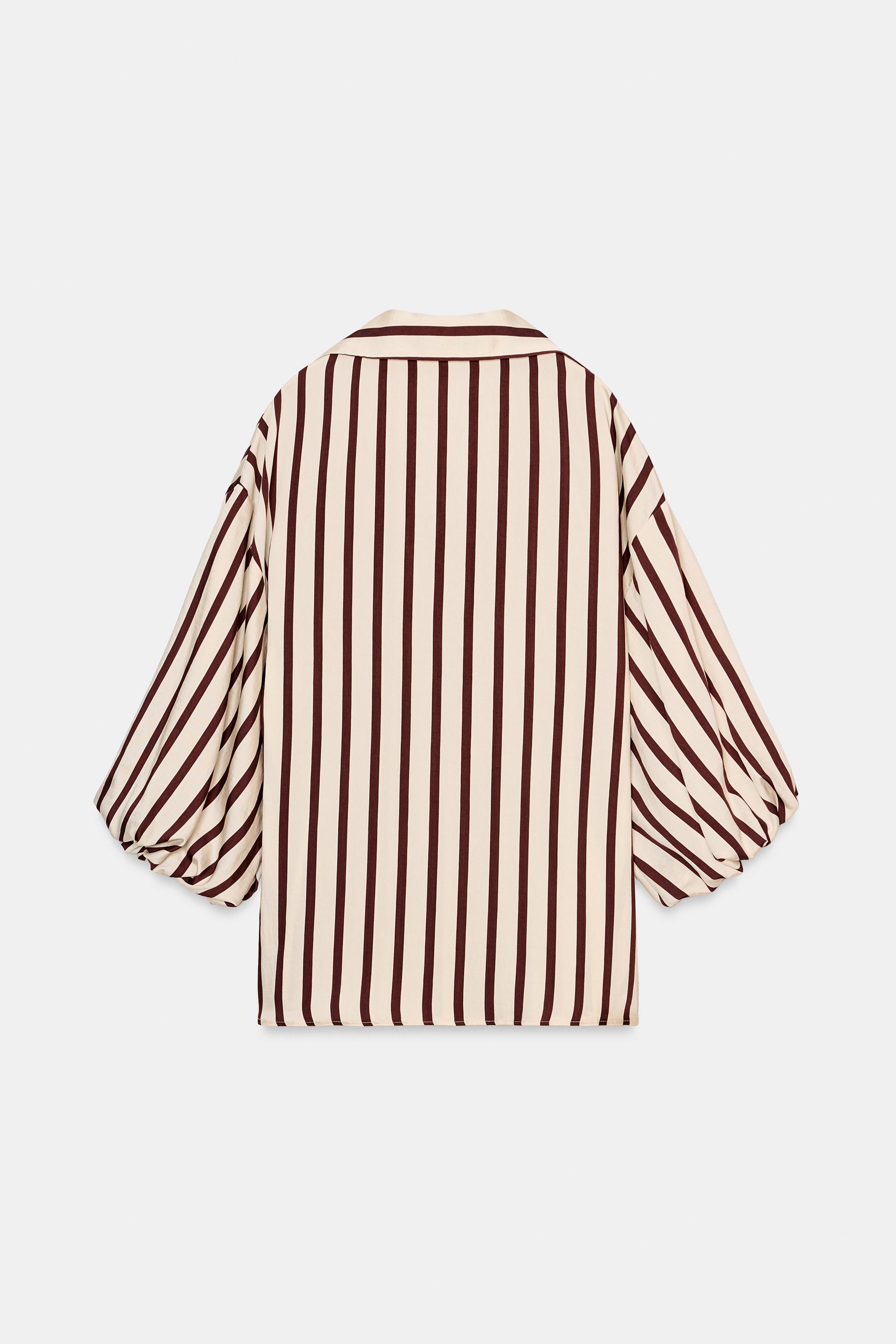 CHEMISE À RAYURES ET MANCHES BOUFFANTES