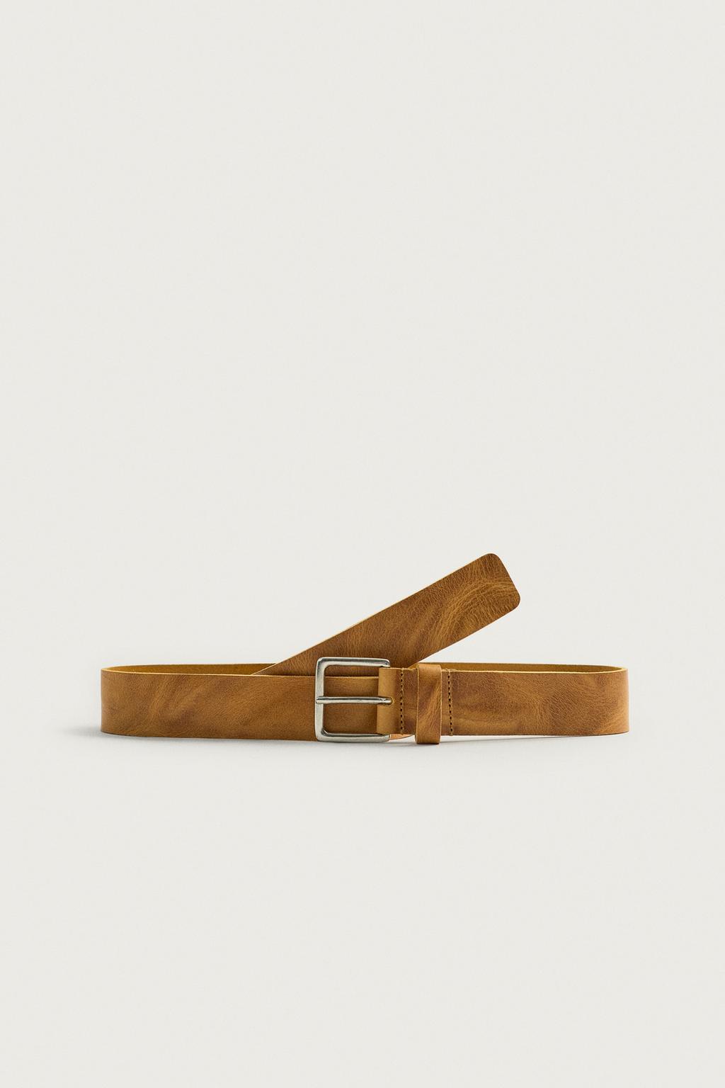 Washed Leather Belt — Men's
