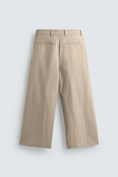 RELAXED FIT PLEATED SUIT TROUSERS - Light beige by Zara - Image 6