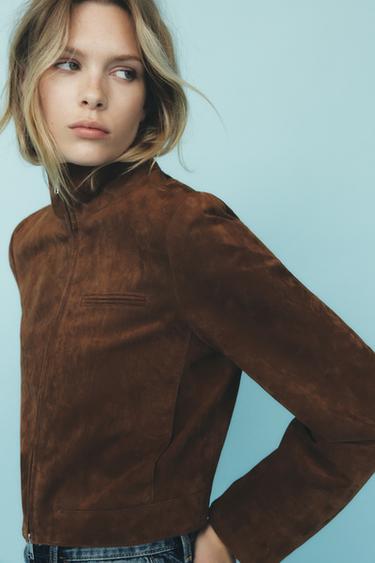 SUEDE LEATHER JACKET - Brandy by Zara