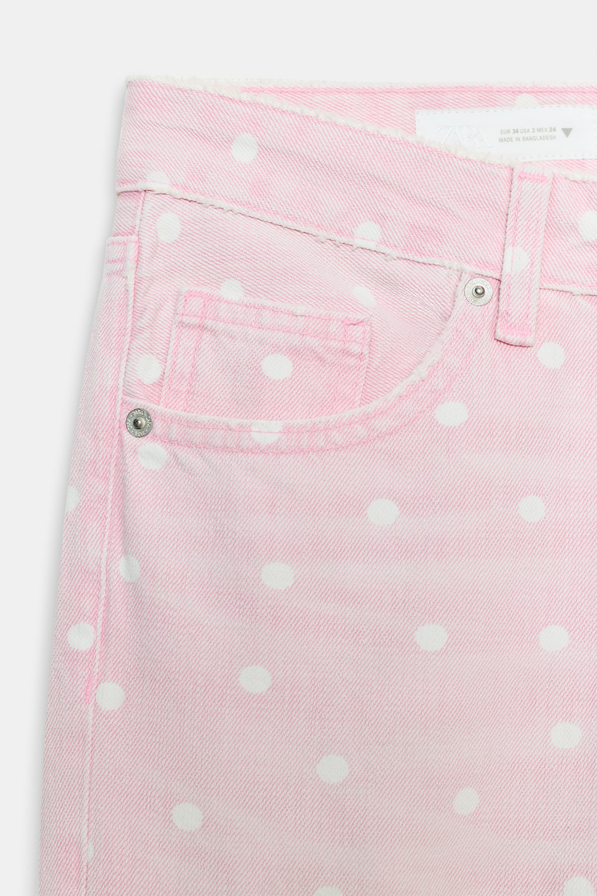 JEAN TRF WIDE LEG TAILLE BASSE POIS