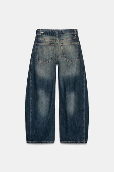 Zara TRF OVERSIZE MID-RISE JEANS - Navy blue