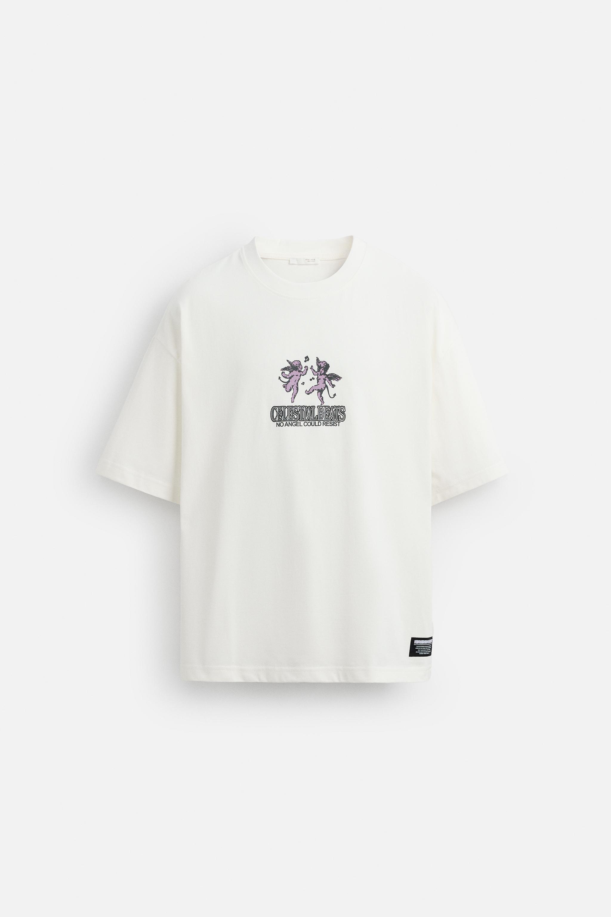 コントラストプリントTシャツ - オフホワイト | ZARA Japan / 日本