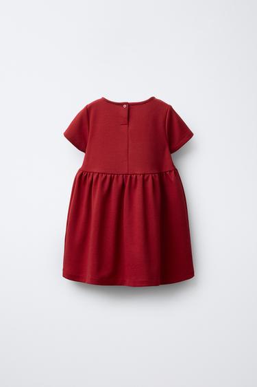 ROBE EN PONTE DE ROME AVEC NŒUD EN VELOURS - Rouge foncé de Zara - Image 1