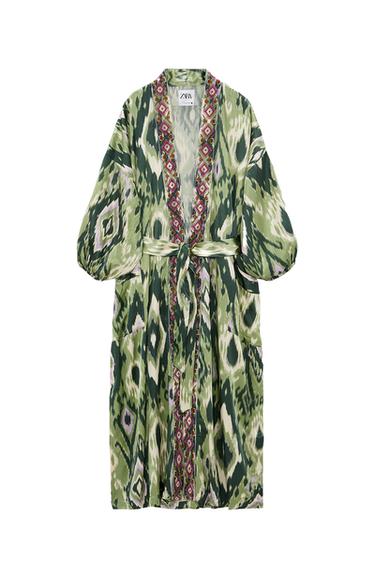PRINTED KIMONO WITH EMBROIDERY