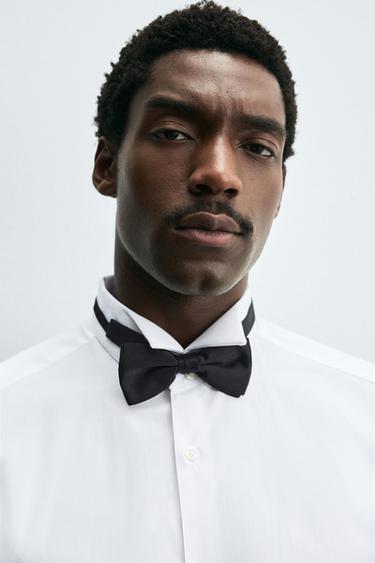 TUXEDO-STYLE COLLAR SHIRT - White by Zara - Image 4