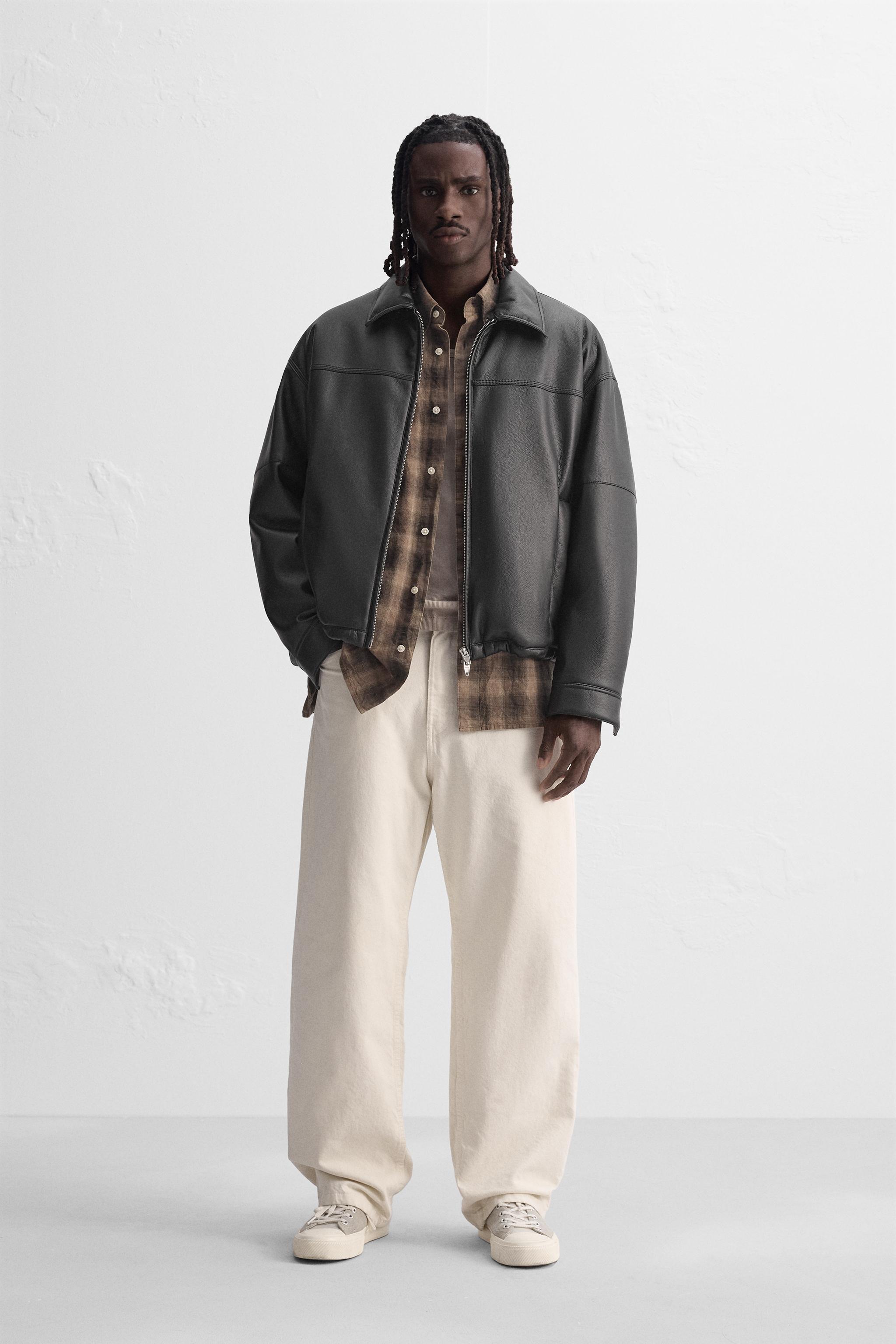 CAZADORA EFECTO PIEL ACOLCHADA Negro ZARA Chile - Main Image