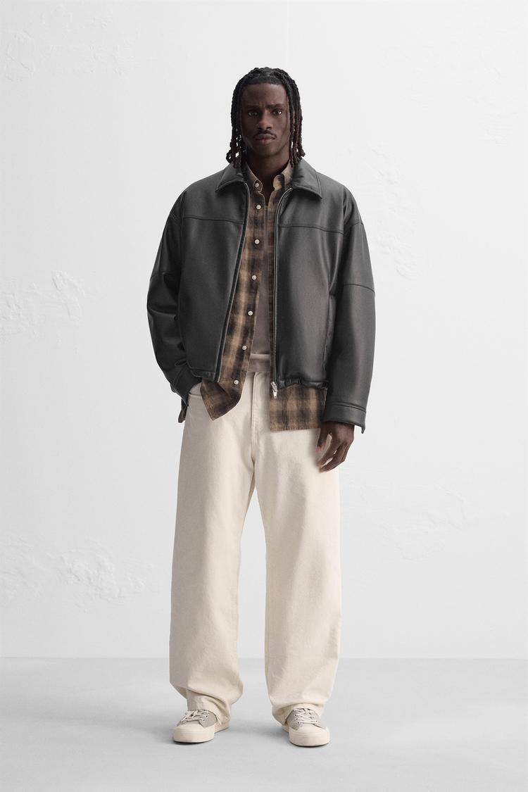 CAZADORA EFECTO PIEL ACOLCHADA Negro ZARA Chile