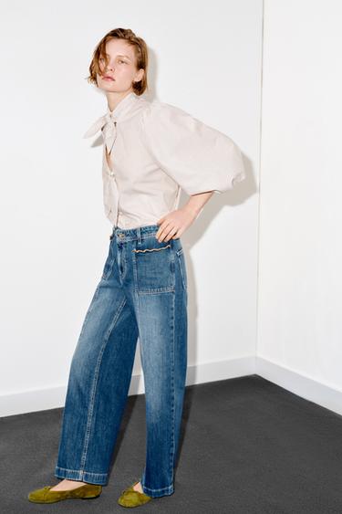 STRIPED BLOUSE WITH BOWS - brown/white by Zara - Image 2