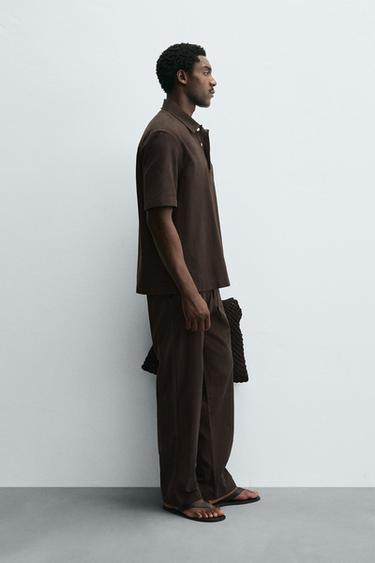 CHEMISE POLO LYOCELL - COTON - Marron de Zara - Image 3