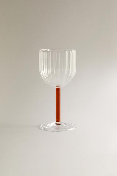 BOROSILICATE GLASS WITH COLOURED STEM - Red by Zara