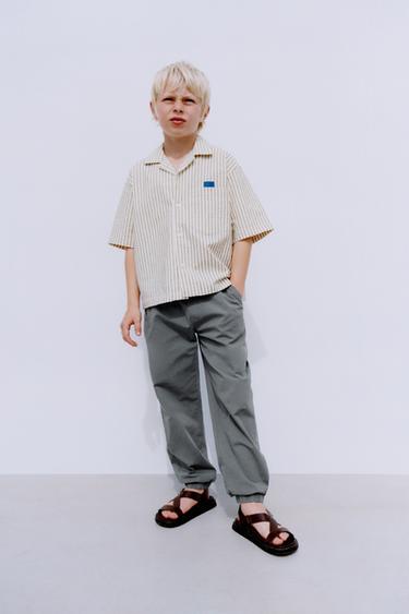 Zara POPLIN JOGGER PANTS - Blue / Steel