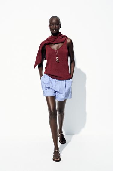 LINEN BLEND KNIT TOP - Burgundy by Zara - Image 0
