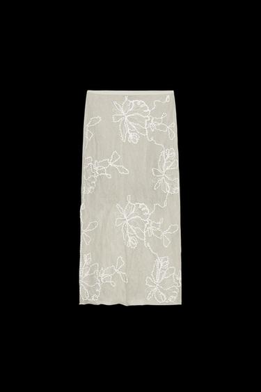 SEMI-SHEER STRUCTURED KNIT SKIRT - Ecru by Zara - Image 0
