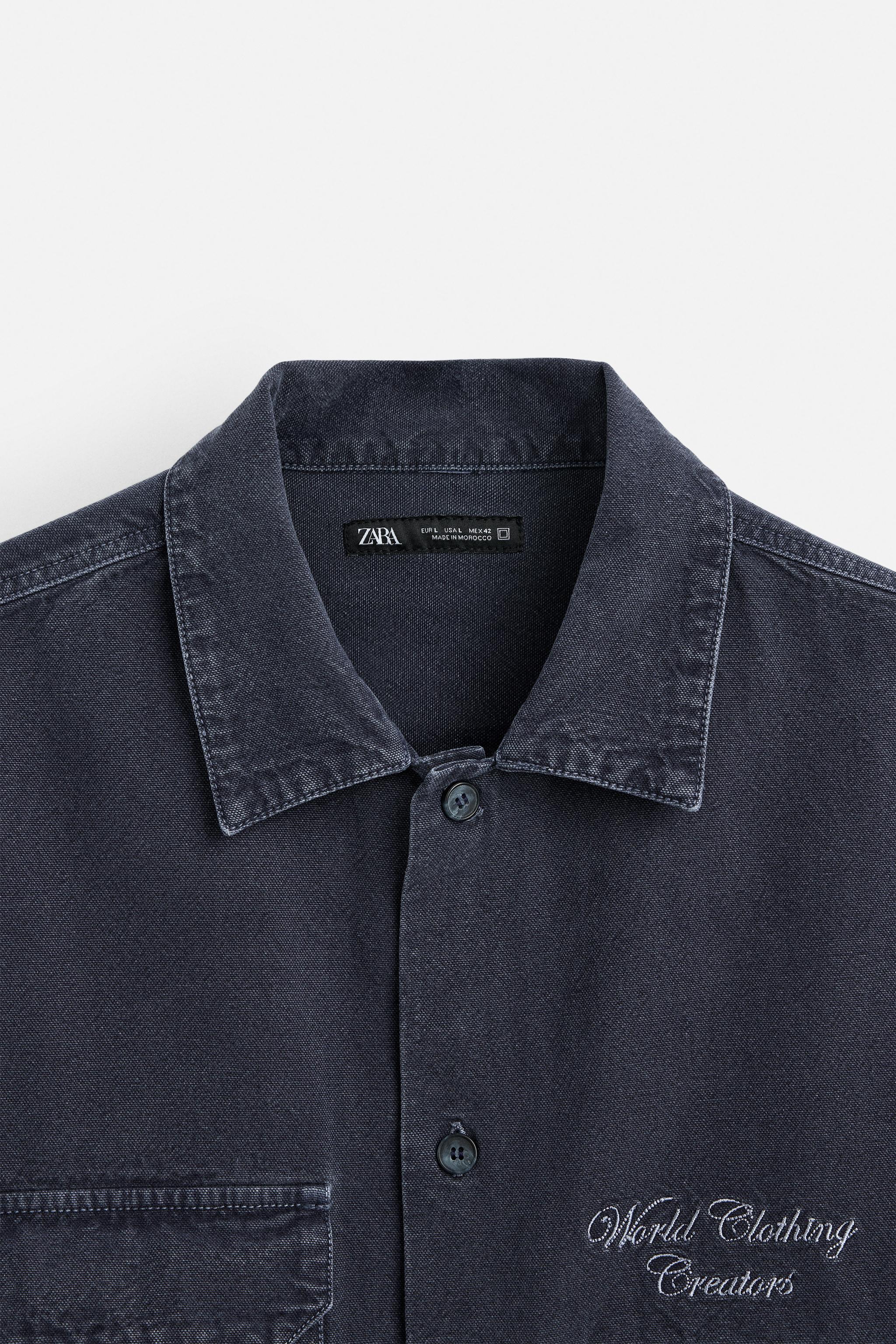 ユーティリティ刺繍ポケットシャツ - ブルー | ZARA Japan / 日本