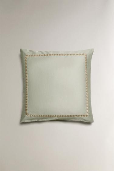 SATEEN PILLOWCASE WITH DECORATIVE EMBROIDERY - Green by Zara - Image 2