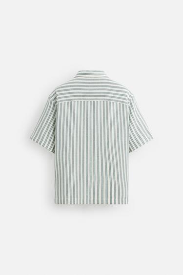 HERRINGBONE TEXTURED POLO SHIRT - Green / Blue by Zara - Image 6
