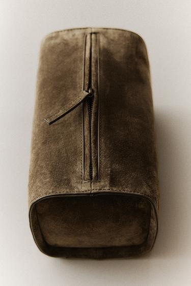 LEATHER WASH BAG - Khaki Green by Zara - Image 5