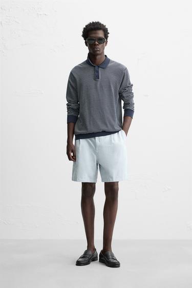 BERMUDA-SHORTS MIT ZIERFALTEN UND VERWASCHENER OPTIK - Himmelblau von Zara - Bild 0