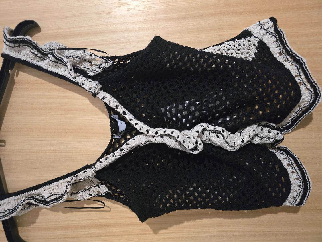 POINTELLE RUFFLED KNIT TOP - Image 2