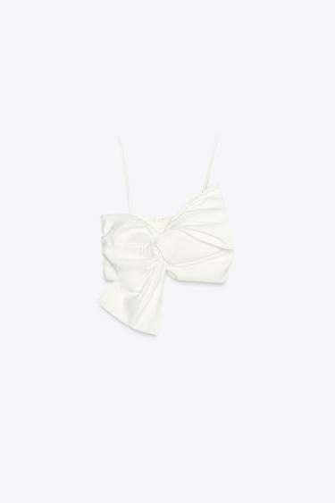 MAXI BOW CROP TOP - Oyster-white by Zara - Image 5