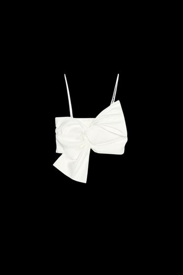 TOP CROP MAXI LAZO - Blanco roto de Zara - Imagen 0