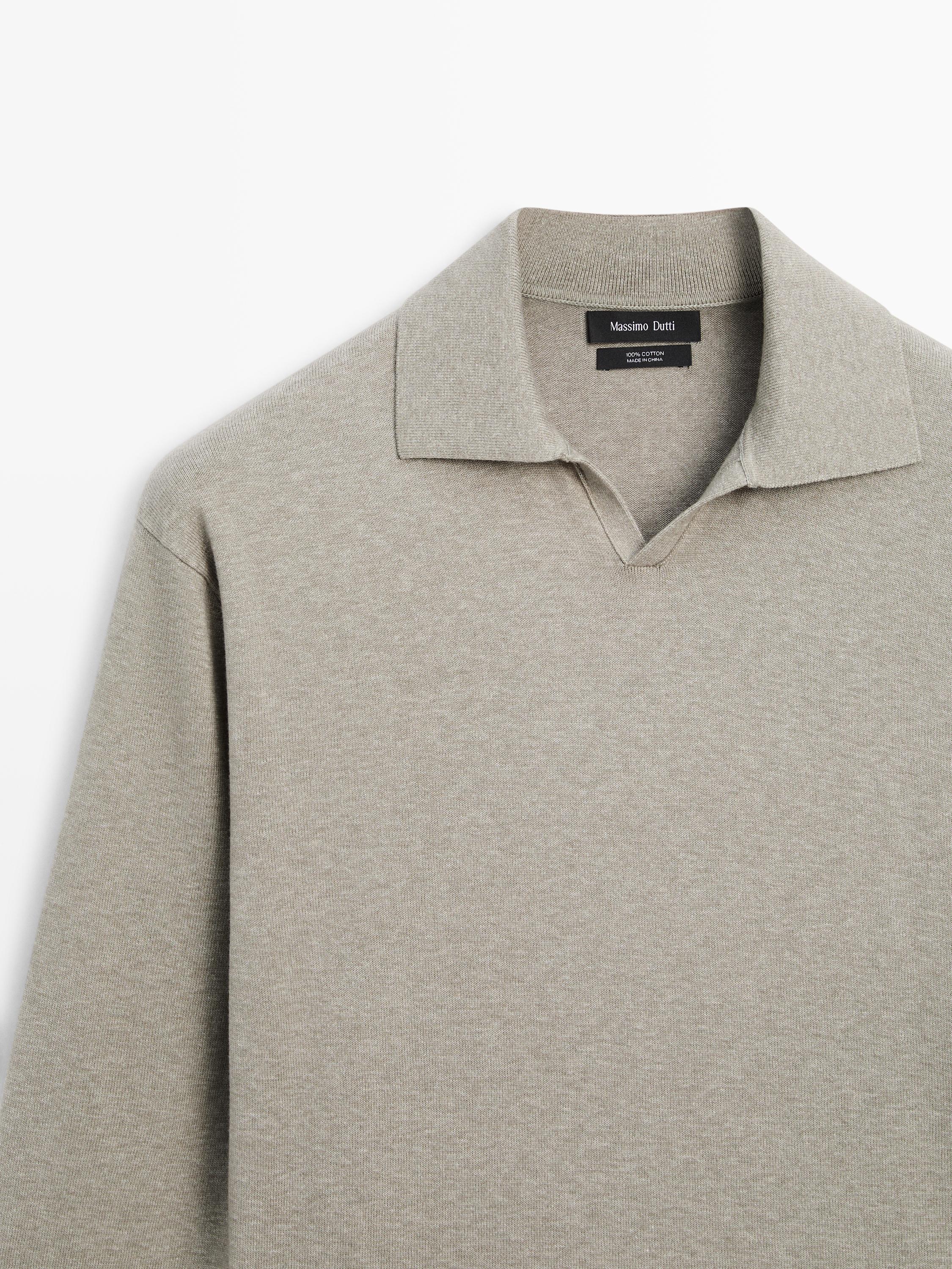 Cotton knit polo sweater