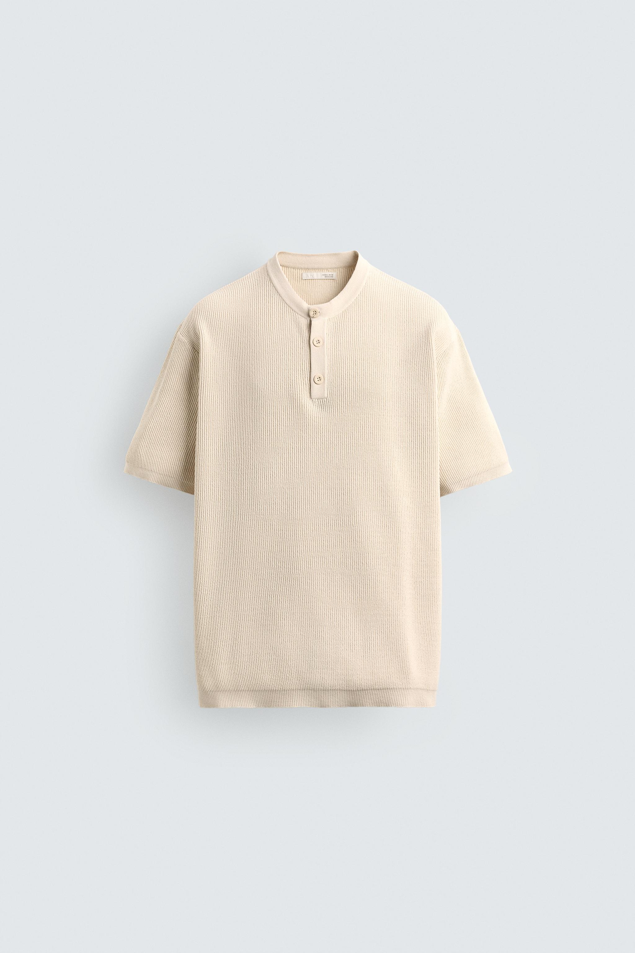 ニットヘンリーネックTシャツ - オフホワイト | ZARA Japan / 日本