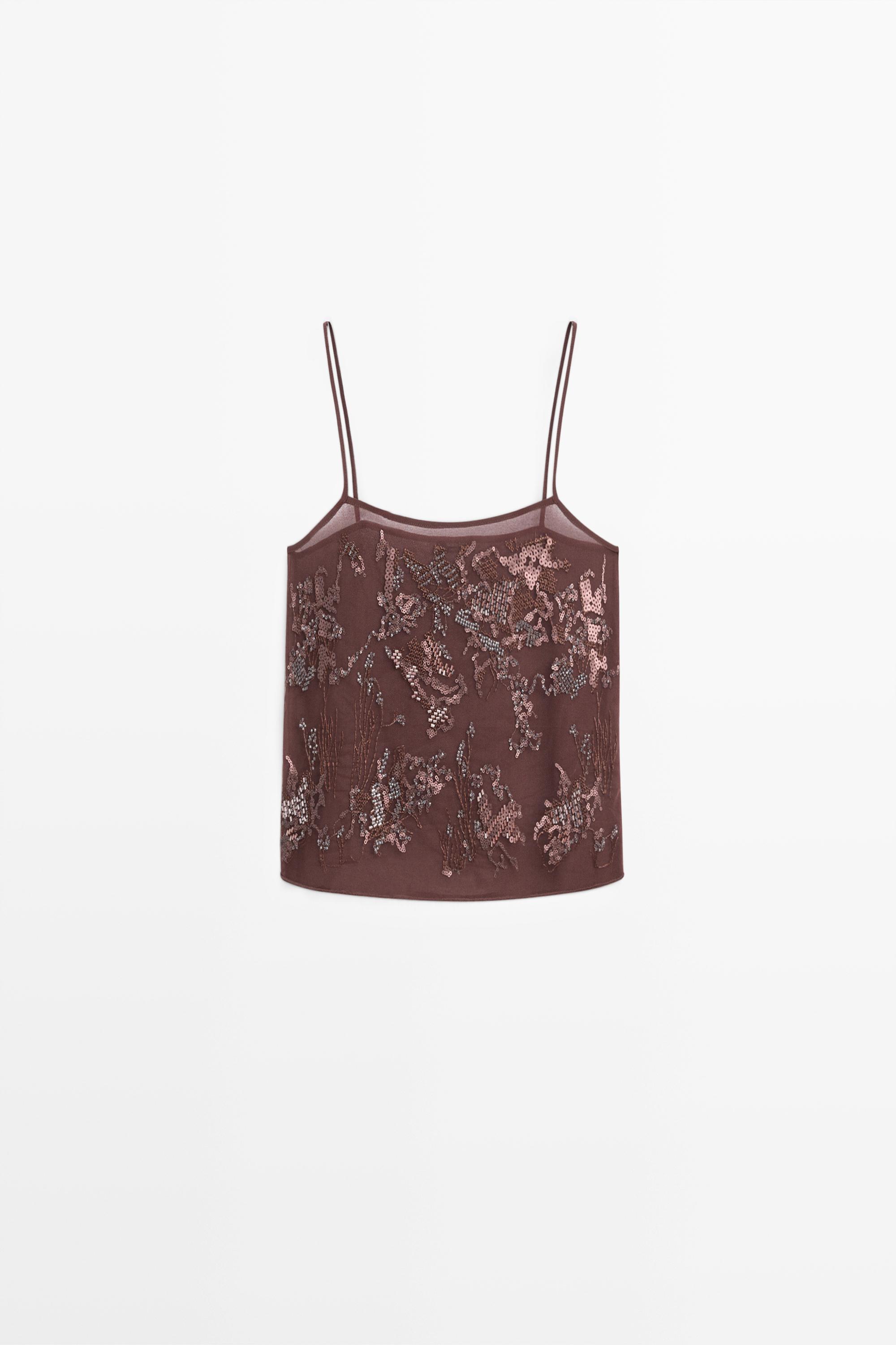Flowing strappy top with embroidered detail