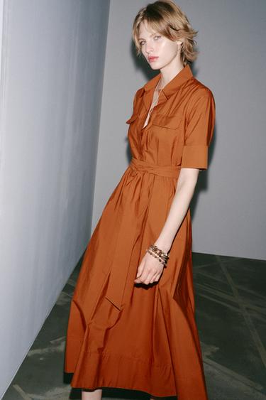 ZW COLLECTION POPLIN SHIRT DRESS - camel by Zara - Image 0