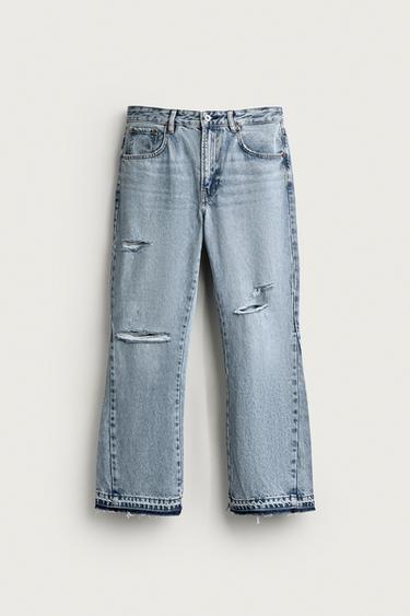 RIPPED FLARE JEANS - Light blue by Zara