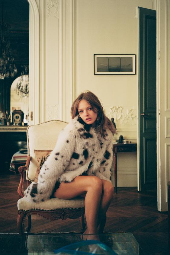 SHORT FAUX FUR ANIMAL PRINT COAT