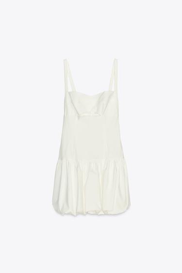 Zara BALLOON MINI DRESS - Ecru