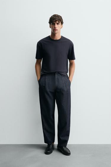 PANTALÓN DENIM WIDE FIT CROPPED - Índigo de Zara - Imagen 0