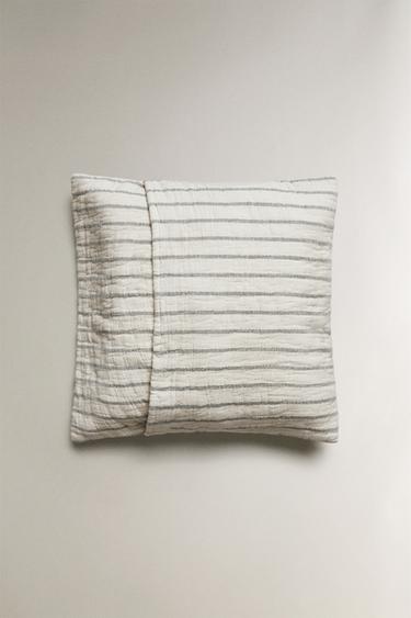 CHILDREN'S STRIPED MUSLIN CUSHION COVER FOR BEDSPREADS - Green / Blue by Zara - Image 3