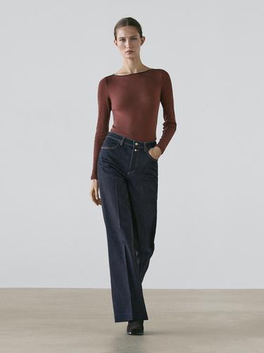 Jeans flare fit tiro alto - Azul de Zara
