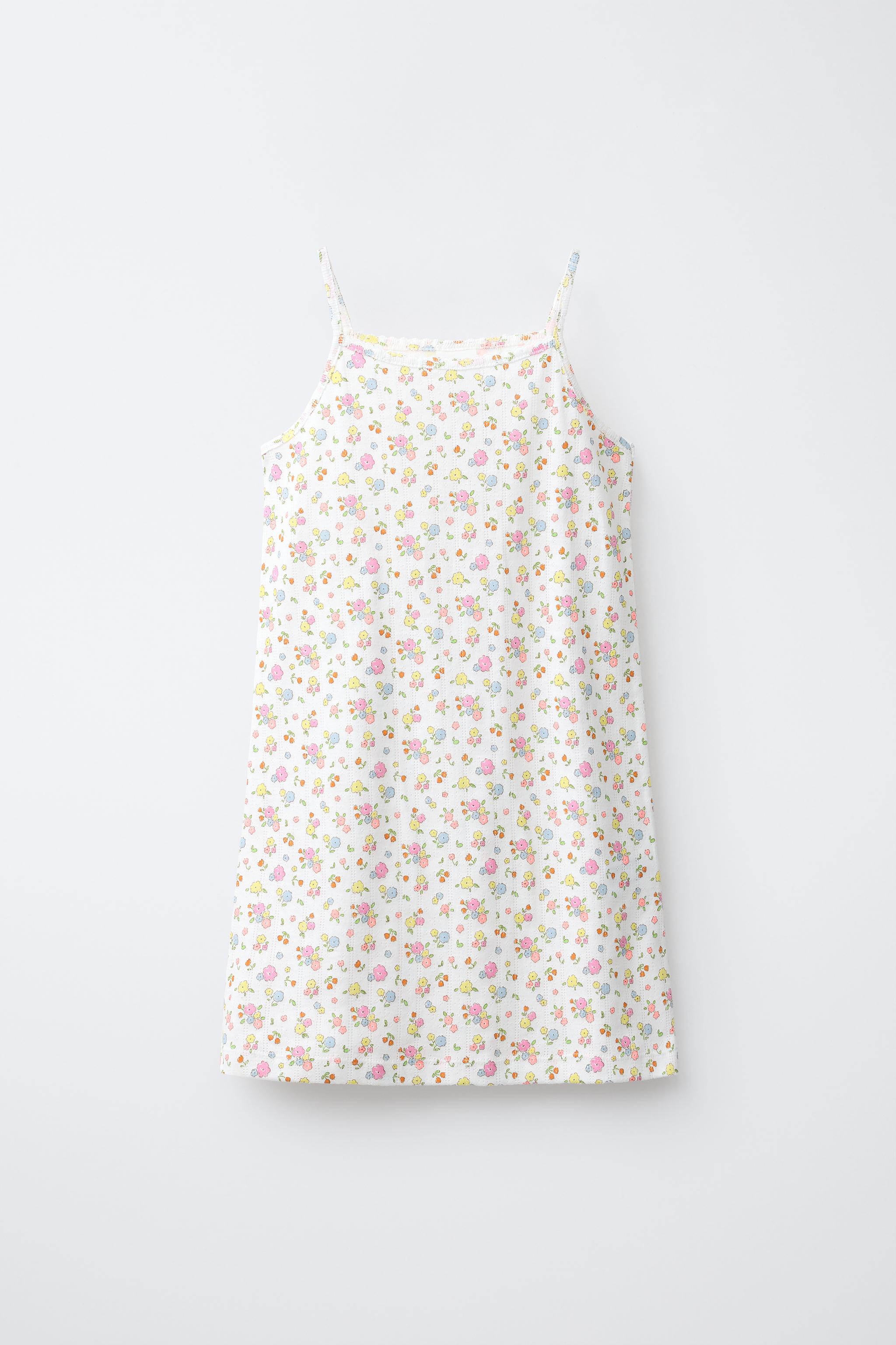 6-14 YEARS/ FLORAL PRINT NIGHTDRESS — Ecru