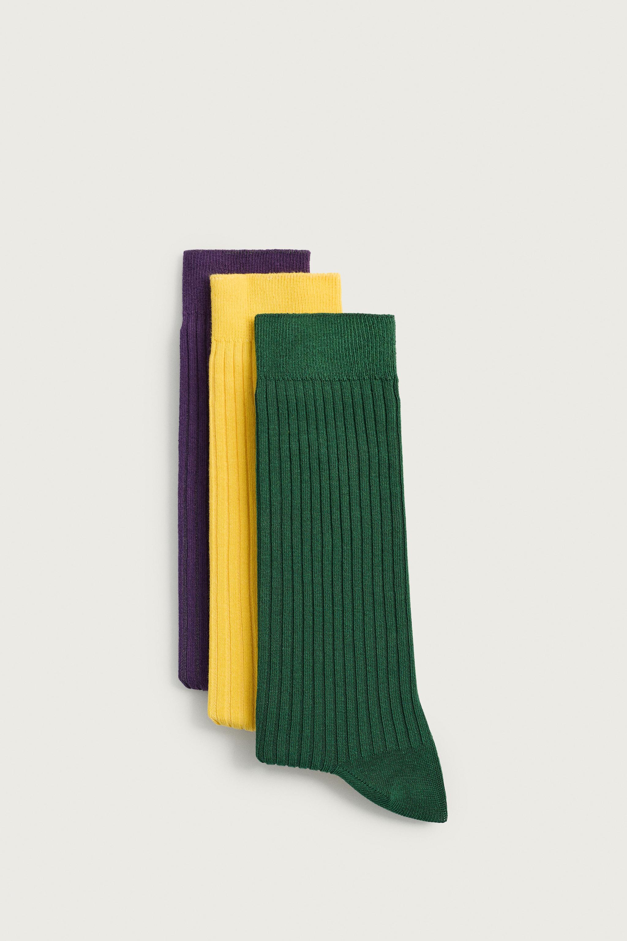 3-PACK OF CONTRAST RIBBED SOCKS