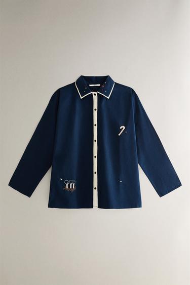 SET OF PYJAMAS WITH CHRISTMAS PATCHES - MIDNIGHT BLUE by Zara - Image 1
