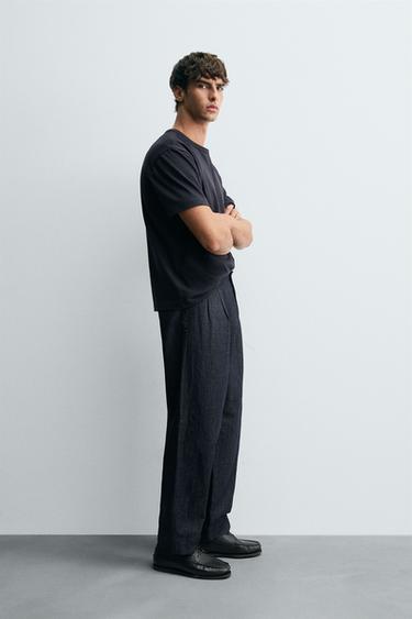 CROPPED WIDE-LEG DENIM TROUSERS - Indigo by Zara - Image 3